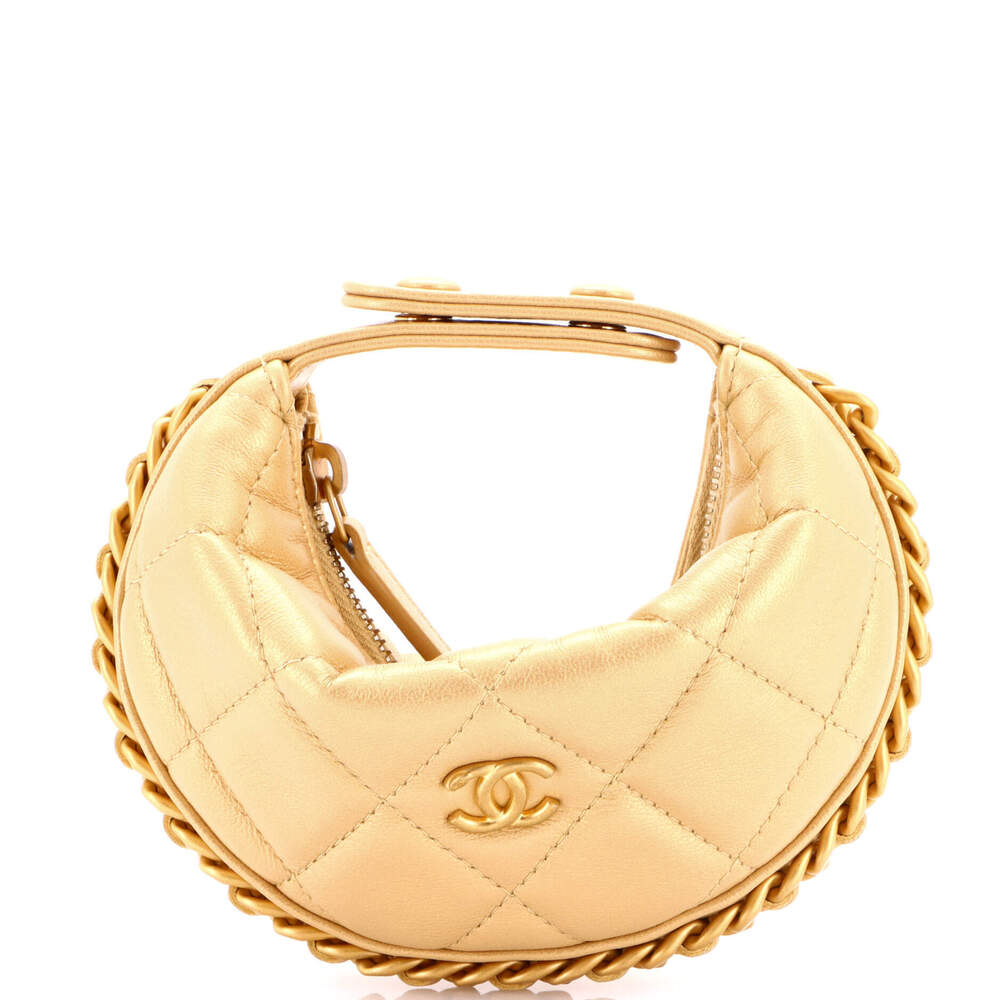 Chanel Extra Mini Chain Around Hobo Pouch Quilted Lambskin